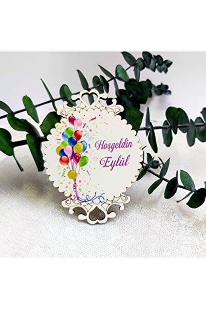 Hayaller Dükkanı 30 Adet İşlemeli Büyük Boy Ahşap Bebek Şekeri Magnet Balon B...