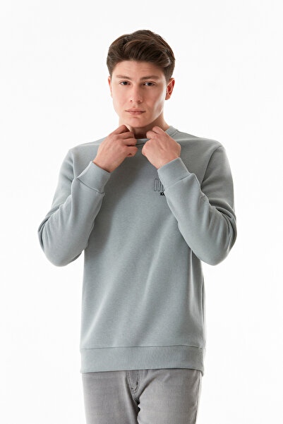 Fulla Moda 3 İplik Yazı Nakışlı Bisiklet Yaka Sweatshirt