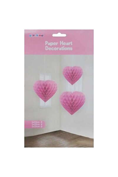 Hayaller Dükkanı Süs Petek Modeli Kalpli 3 lü Set Pembe Pk:3-