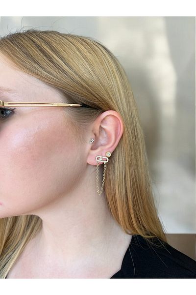 Asteria Jewelry Chain Detailed Mess Earrings