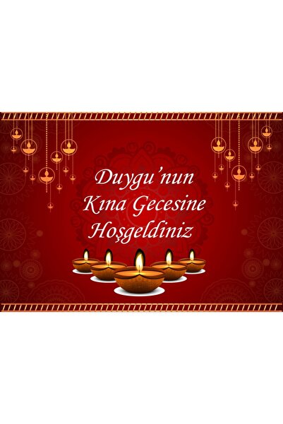 Hayaller Dükkanı Kına Gecesi Mum Desenli Afiş Arka Plan Fon