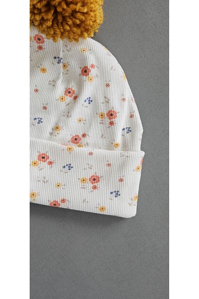 ALYA Baby Multi-Patterned Organic Cotton Camisole Beanie with Pompom