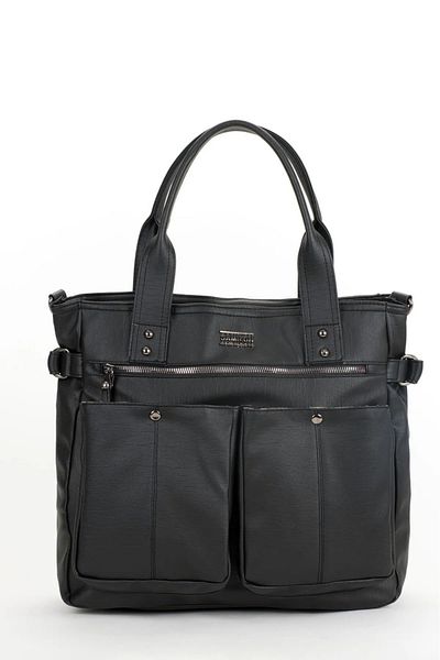 BAGzy Women's Shax Black Multi-Compartment Washed Leather Shoulder Bag