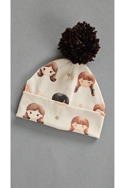 ALYA Baby Multi-Patterned Organic Cotton Camisole Beanie with Pompom