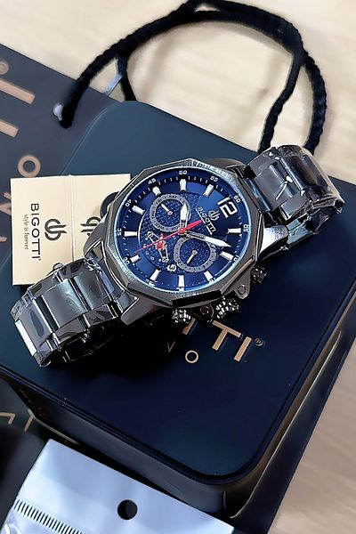 Bigotti Custom Boxed Gift Waterproof Men's Wristwatch Smoked Color Steel Band Bme2015C1