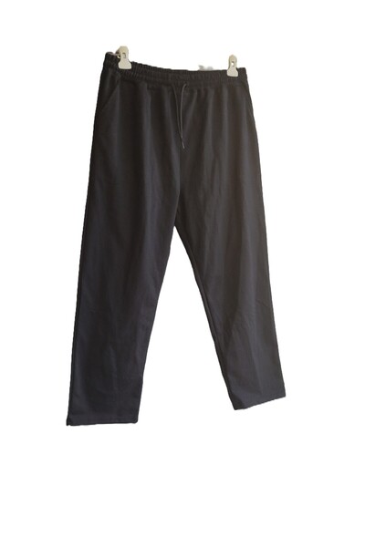 Lifylife Siyah Unisex Battal Düz Paça Eşofman Altı