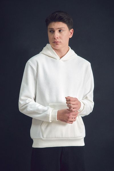 Fulla Moda Λούτρινο φούτερ με κουκούλα καγκουρό με 3 νήματα