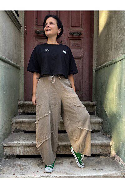 Bohoyasam Unisex Bohem Lastik Bel Pantolon, Rahat Pantolon, Yoga Pantolonu, Şalvar, Salaş Pantolon, Bol Paça