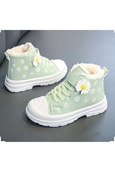 Yasee Su geçirmez kaymaz papatya desenli polar astarlı çocuk botu