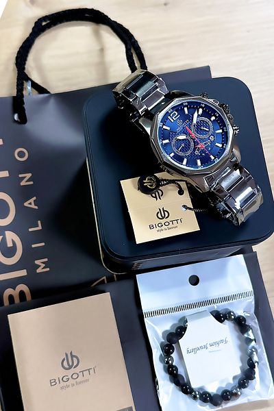 Bigotti Custom Boxed Gift Waterproof Men's Wristwatch Smoked Color Steel Band Bme2015C1