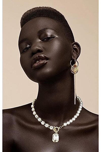 neslyaccessories İnci & Zirkon Taşlı 14K Altın Kaplama Kadın Kolye
