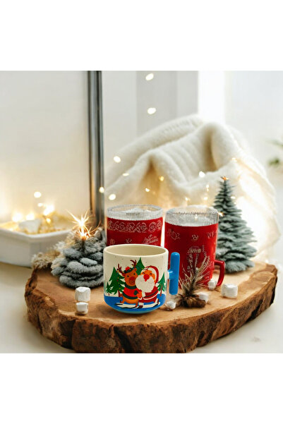 Binbirdemet Noel Baba ve Geyik Mavi Kulplu Kupa