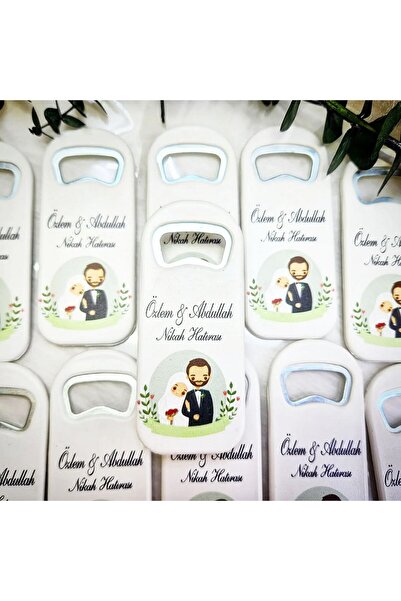 Hayaller Dükkanı 30 Adet Nikah Şekeri Açacak Magnet Gelin Damat Baskılı -