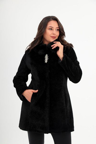 Mezure Sheepskin Brooch Pocket Astragan Coat Large Size