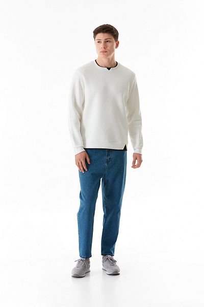 Fulla Moda Φούτερ με 3 κλωστές Basic Crew Neck