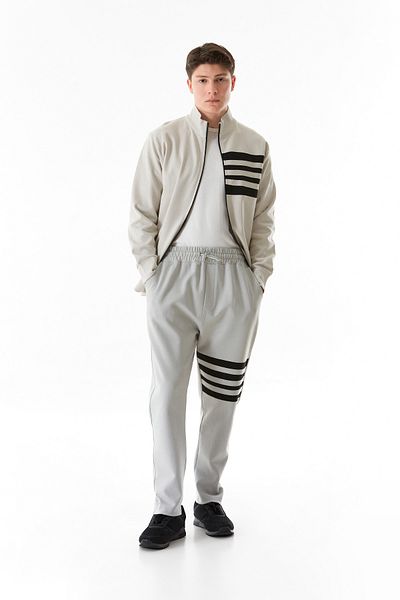 Fulla Moda Pantaloni de trening cu dungi cu picior și talie elastică