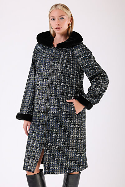 Leather Club Lacivert Siyah Çift Taraflı Hakiki Deri Kaban