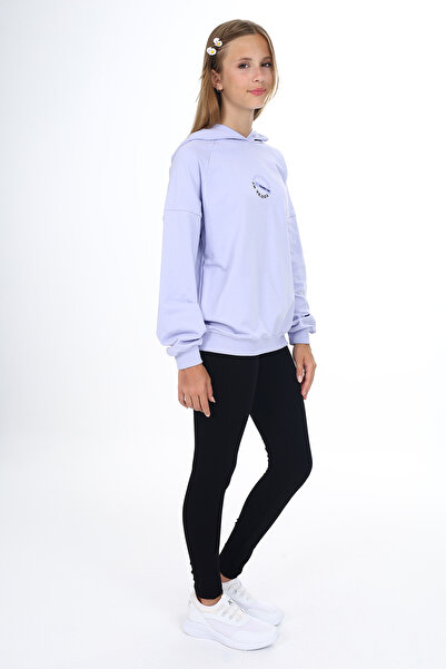 Toontoy Κοριτσίστικο κοστούμι με κουκούλα με κείμενο στο μπροστινό μέρος με τύπωμα κολάν