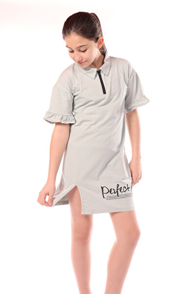 Toontoy Copil Femeie - Rochie Imprimată Perfect Fit, Detaliu Fermoar Guler