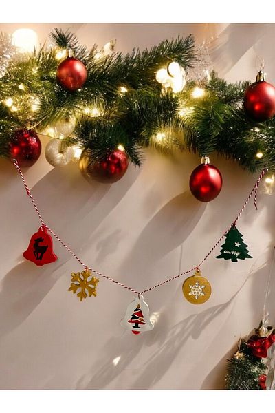 MOMİKO TASARIM Christmas Decorative Banner, Handmade Banner, New Year's Banner