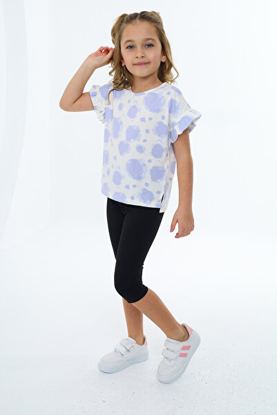 Toontoy Girl's Tie-Dye Patterned Emblem Capri Suit