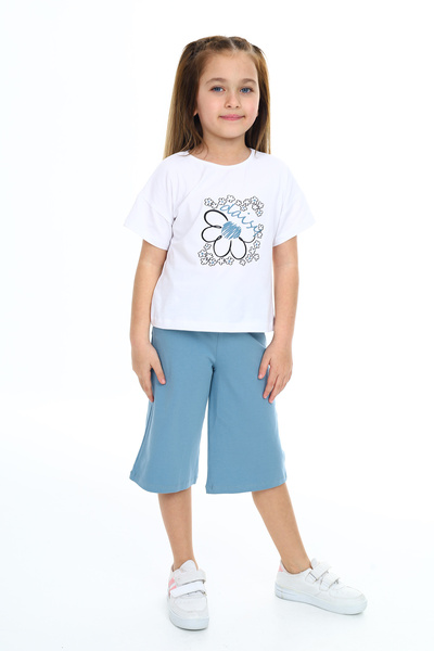 Toontoy Girl's Daisy Printed Flower Printed Capri Suit