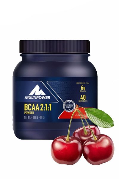 Multipower Bcaa Powder 400 Gr Cherry Flavored Amino Bcaa Glutamine Protein Carb Gain