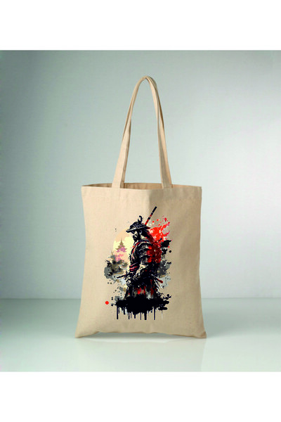 MODA Raw Cloth Bag with Samurai Print 35X40 cm
