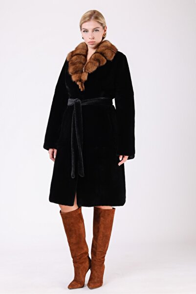 Leather Club Siyah Kürk Kaban