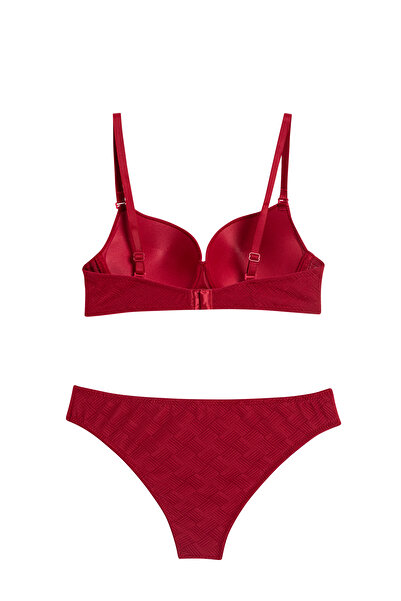 Cansoy Σετ σουτιέν με ελαφρύ πλέγμα με σχέδιο Cherry - 627T