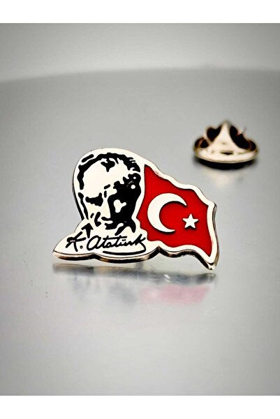 YÖRÜK TASARIM 10 Adet Atatürk&Bayrak Yaka Rozeti Krom Kaplama