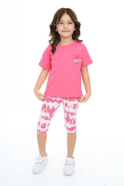 Toontoy Girl's Tie-Dye Pattern Have Fun Printed Capri Suit
