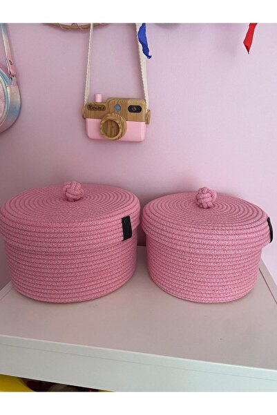 Nev Design Hasır 2'li Kapaklı Sepet, Düzenleyici, El Yapımı, Çok Amaçlı