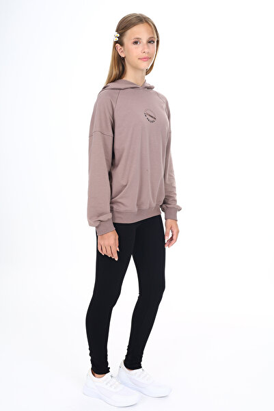 Toontoy Κοριτσίστικο κοστούμι με κουκούλα με κείμενο στο μπροστινό μέρος με τύπωμα κολάν