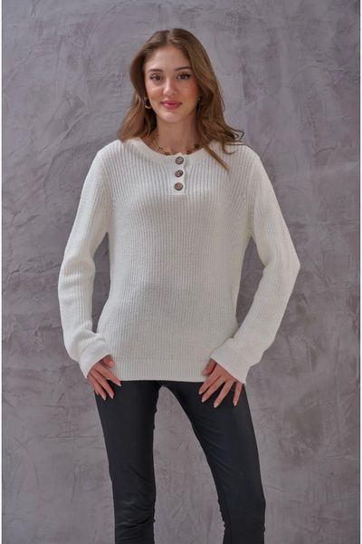 Dochas Pulover de iarnă moale, tricot cu nasturi, cu rever