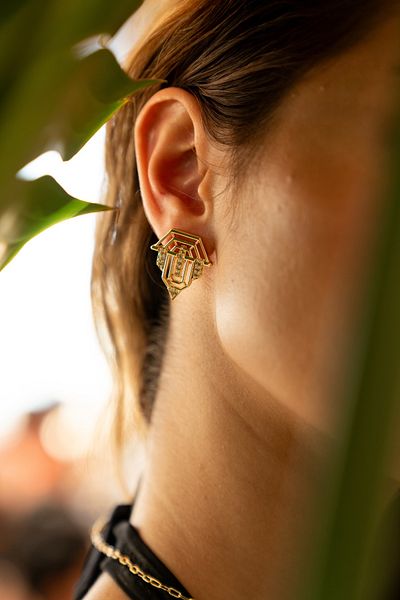 Moonjy Vip Steel Gold Leyla Taylan Knight Earrings (Pair)