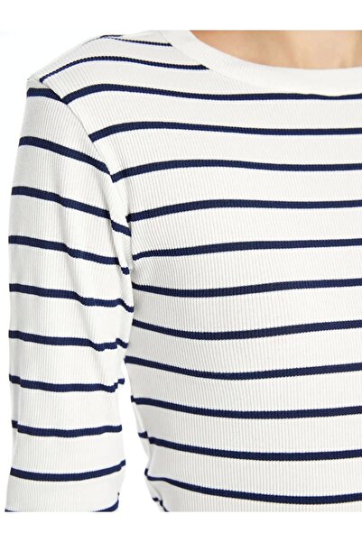 LC Waikiki Body de damă Lcwaıkıkı Basic cu dungi negre, cu decolteu, cu dungi