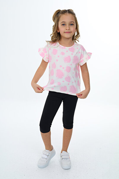 Toontoy Girl's Tie-Dye Patterned Emblem Capri Suit