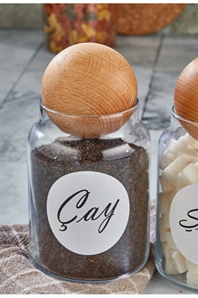 ŞAKİLATA CONCEPT Ahşap Top Kapaklı Çay Kavanozu 800 Ml