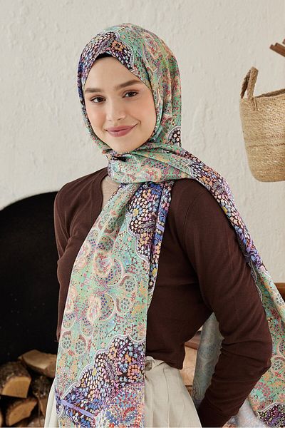 Modakaşmir Şal mătăsos cu model Munhani