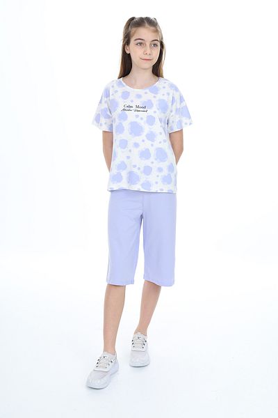 Toontoy Girl's Tie-Dye Patterned Printed Capri Suit