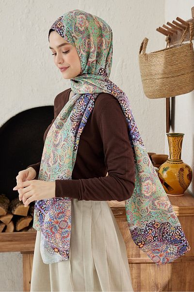 Modakaşmir Şal mătăsos cu model Munhani