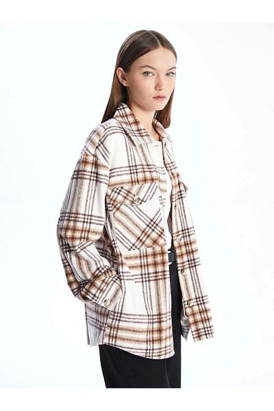 LC Waikiki Καρό μακρυμάνικο oversize γυναικείο μπουφάν