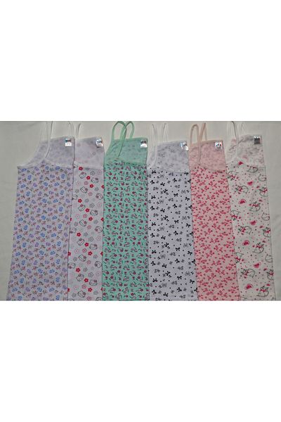 Şenay Cotton Patterned Stringed Undershirt for Girl - Pack of 6