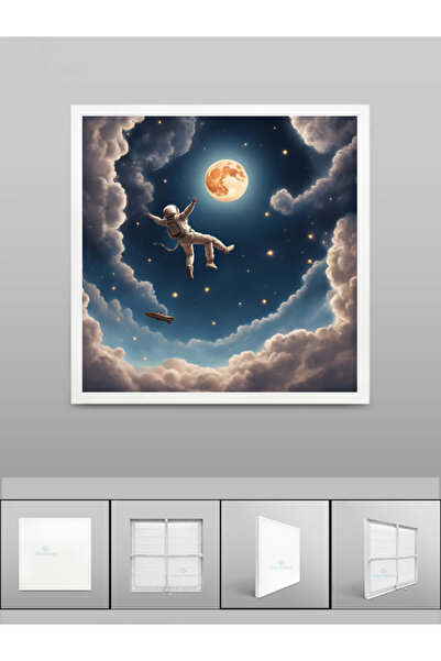 Gökyüzü Panel Uzay, Astronot, Yıldız avize, 60watt, beyaz ışık, 60x60 modern ...