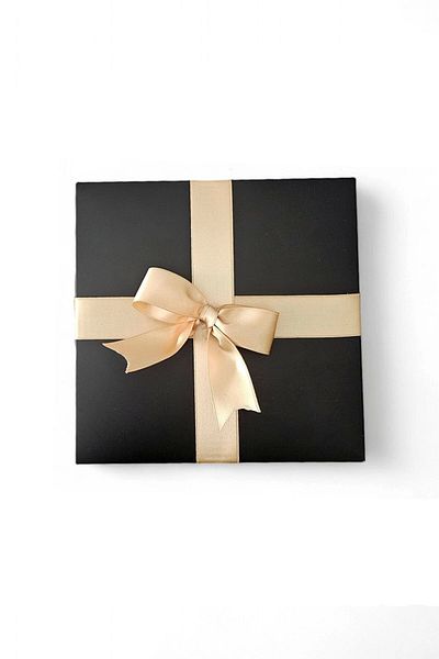 HEDİYEDİYE Black Gift Box - Empty with Gold Ribbon