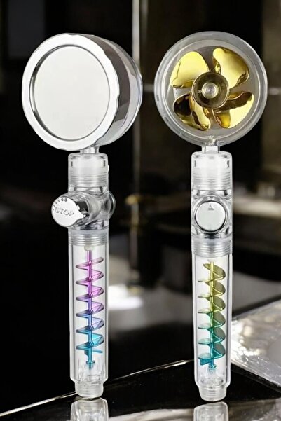 CocoVia Renkli Çift Pervaneli Lüx Duş Başlığı | Turbo Fan Su Tasarruflu El Du...