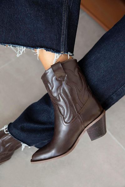 STRASWANS Hadley Women's Leather Heeled Boots Brown