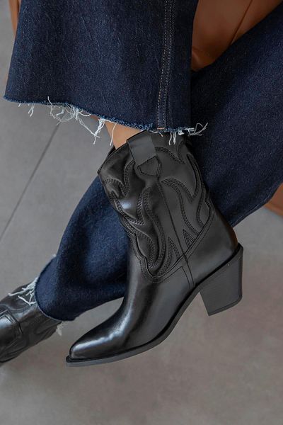 STRASWANS Hadley Black Leather Women's Heeled Boots