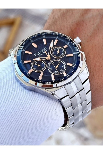 Ferrucci Functions Active 3 Atm Waterproof Steel Band Men Wrist Watch Fc03324Fm.3